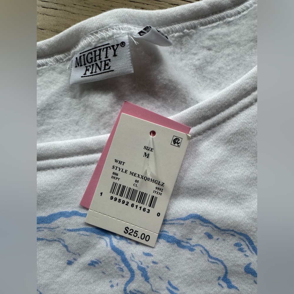 NWT White Off-Shoulder oyster Graphic Sweatshirt - Women size M - Picture 9 of 9